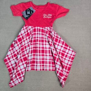 Colosseum Toddler Girls Ohio State Buckeyes OSU Red Plaid Dress Tie  3T NEW